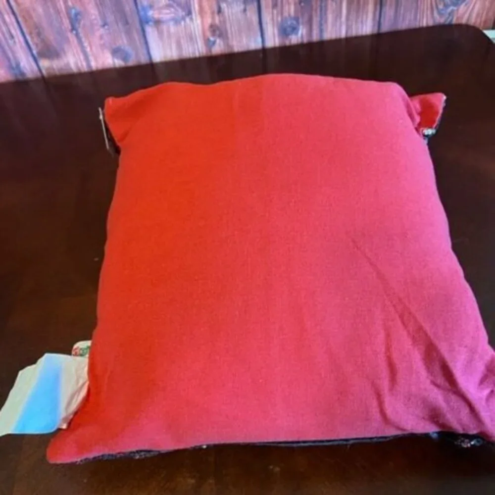 DEI Red & Silver‎ Sequin Reversible Christmas Pillow  striking reindeer design